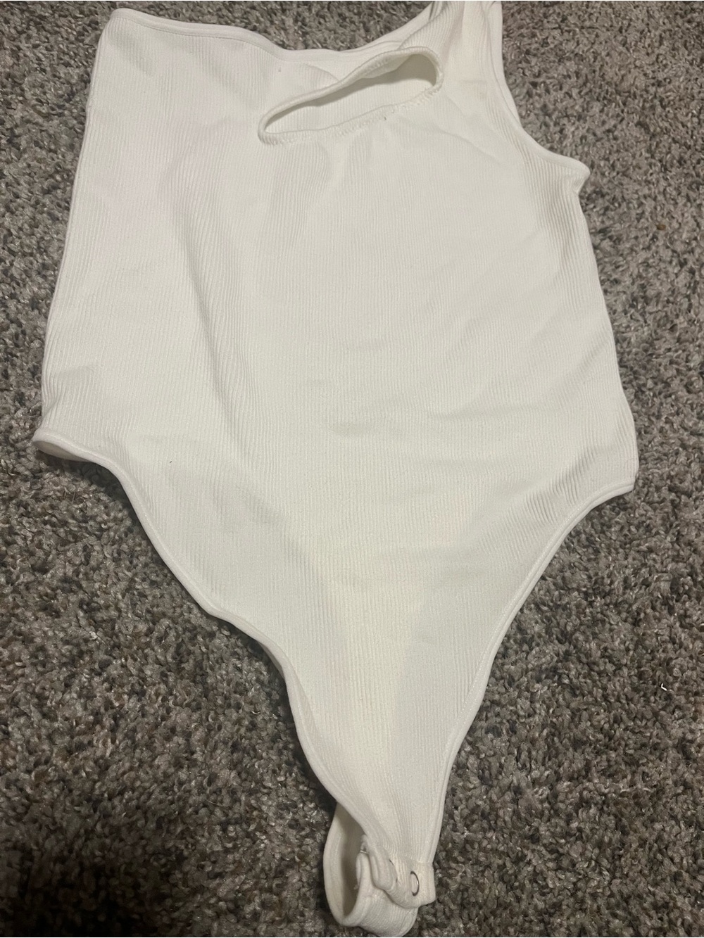 White One-Shoulder Ribbed Tank Top - Picture 3 of 4